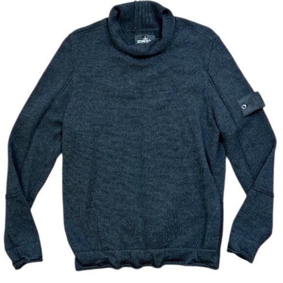 Stone Island Wool Roll Neck Cowl Sweater Gray Large Pre-Owned - Picture 1 of 14